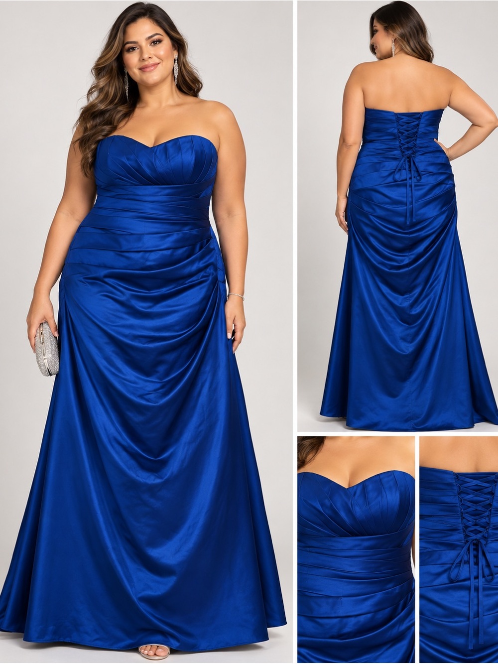 Tiffany Designs Royal Blue Strapless Corset Formal Gown Plus Size 24